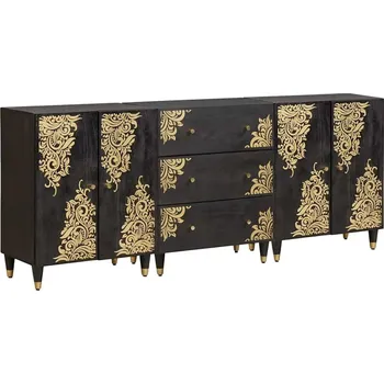 Policová skříň vidaXL Sada koupelnových skříněk s policí 3 pcs Černá 180 x 33 x 75 cm [3310158]