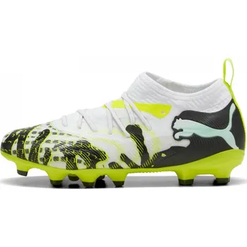 Míčový sport PUMA FUTURE 9 MATCH CREATIVITY FG/AG JR KOPAČKY DĚTSKÉ - Bílá, Neon žlutá - velikost 37,5 eur