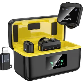 Bezdrátový lavalier mikrofon HOCO Lightning / Type C (2 v sadě) L17 černý