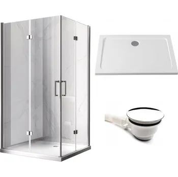 BPS-koupelny Obdélníkový sprchový kout HYD-OK12B 100x80 chrom/transparent + vanička HYD-OSV-ST03A černá