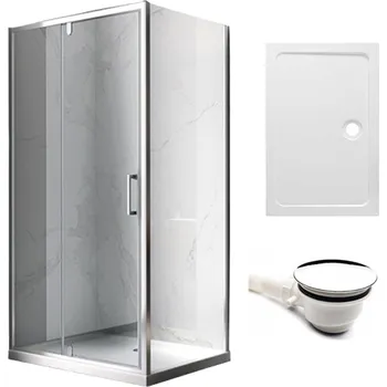 BPS-koupelny Obdélníkový sprchový kout HYD-OK06C 110x80 chrom/transparent + vanička HYD-OSV-ST03B bílá