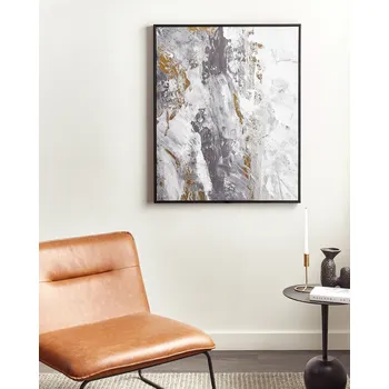 Obraz Obraz na plátně v šedobílém rámu 103 x 83 cm abstraktní vzor geometrický MDF rám eklektický moderní styl obývací pokoj Beliani