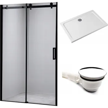 Sprchové dveře BPS-koupelny Posuvné sprchové dveře HYD-PD03D 120 černé/transparent pro instalaci do niky + vanička HYD-OSV-ST06C 120x100 bílá