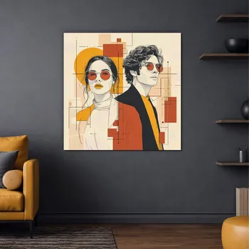Obraz Dřevěný obraz - Urban Duo - Moderní portrét | DUBLEZ