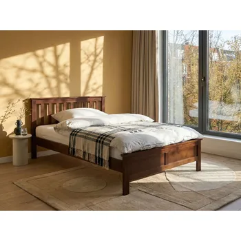 Postel Postel z tmavě hnědého borovicového dřeva 120 x 200 cm čelo s roštem skandinávský tradiční styl ložnice Beliani