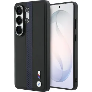 Náhradní kryt pro mobilní telefon BMW M PU Leather Perforated Stripes and Metal Logo Magnetic zadní kryt pro Samsung Galaxy S26 Ultra Blue