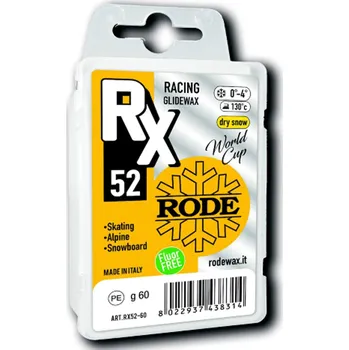Lyžařský vosk RODE RX52 Glider Orange 60g, 0 až -4 °C, skluzný vosk