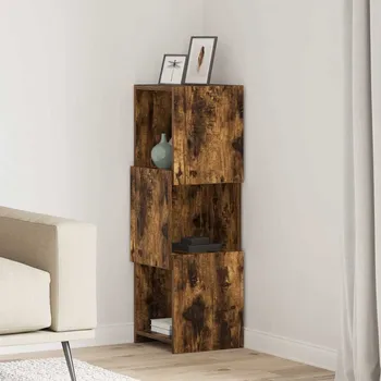 Policová skříň vidaXL Rohová skříňka Kouřový dub 30,5x30x95cm kompozitní dřevo [889833]