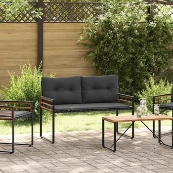 Zahradní lavice vidaXL Dřevěná vrstvená lavice Tlumená šedá 114 x 55 x 77 cm [42026937]