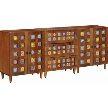 Příborník do zásuvky vidaXL Servírovací skříň 3 pcs Vlašský ořech Masivní mangové dřevo [3310089]