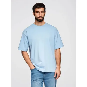 Pánské oblečení Ombre Clothing Světle modré volné tričko V7 TSBC-0267