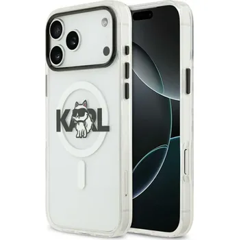 Pouzdro na mobilní telefon Karl Lagerfeld IML Choupette Sketch Logo MagSafe iPhone 17 průhledný