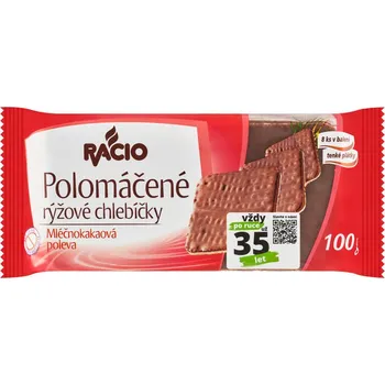 Rýžový chlebíček RACIO Polomáčené chlebíčky rýžové mléčnokakaové (20 ks), cena za kus 20.9 Kč