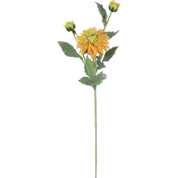 umělá květina Autronic Jiřina - umělá řezaná, květy s poupětem, barva žlutá, sada 4 ks