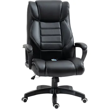 Masážní kancelářská židle Vinsetto v kůži, ergonomická výškově nastavitelná otočná židle, počítačová židle v černé barvě pro kancelář a domácí kancelář | Aosom.de