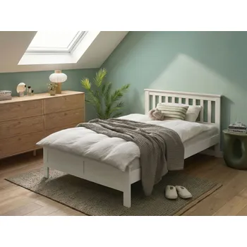 Postel Postel bílá borovicové dřevo 120 x 200 cm čelo s roštem skandinávský tradiční styl ložnice Beliani