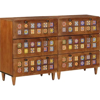 Příborník do zásuvky vidaXL Servírovací skříň 2 pcs Vlašský ořech 60 x 33 x 75 cm [3310088]