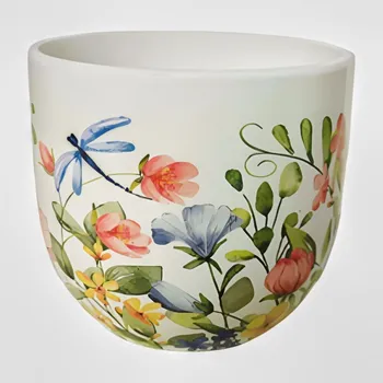 Květináč Keramický květináč s motivem lučního kvítí G 12 cm
