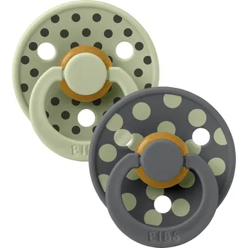 dudlíky Všetky značky||BIBS STUDIO BIBS STUDIO Colour Polka cumlíky z prírodného kaučuku 2ks - veľkosť 2 Sage / Iron
