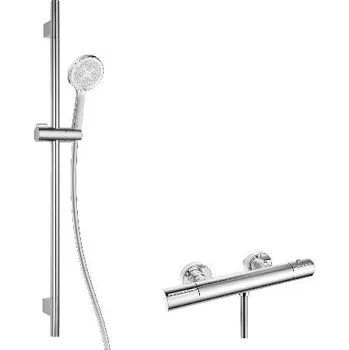 Sprchový set kielle Oudee - Sprchový set s termostatickou baterií, tyčí, hadicí a sprchovou hlavicí EcoSpare, chrom 20602SNT40