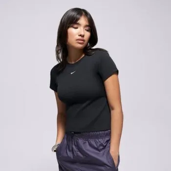 Dámské tričko Nike Tričko Rib Tght Ss Tee W Nsw Černá L
