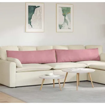 Polštář vidaXL Pohovkové polštáře 2 pcs Růžová 145 x 40 cm Žebrovaná látka [42013846]