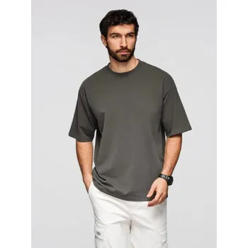 Pánské oblečení Ombre Clothing Grafitové tričko volného střihu V3 TSBC-0267