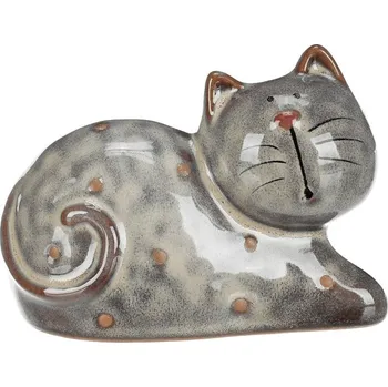 Autronic Kočka - keramická figurka, ležící, vel. S, hnědá, sada 4 ks