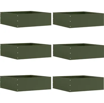 Plotovka vidaXL Okraj trávníku 6 pcs Olivově zelená 40 x 40 x 13 cm Ocel [874709]