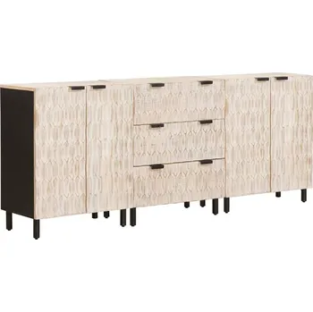 Příborník do zásuvky vidaXL Servírovací skříň 3 pcs Bílá omyvatelná povrchová úprava [3310029]