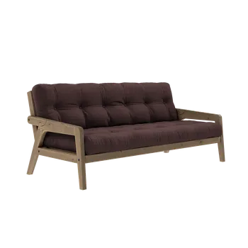 Pohovka KARUP DESIGN Třímístná rozkládací pohovka GRAB tmavě hnědá 204 cm 132106715