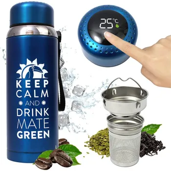 Sítko na čaj Mate Green Termoska na čaj, kávu a Yerba Mate modrá 800 ml