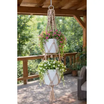 Železářství Závěs na květiny DVOJITÝ - béžová - umělý provázek (ZAV33 - dvojitý - béžová - umělý provázek)