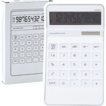 Kancelářská technika Kancelářská kalkulačka Klasická 10D 10místný displej Solární Bílá