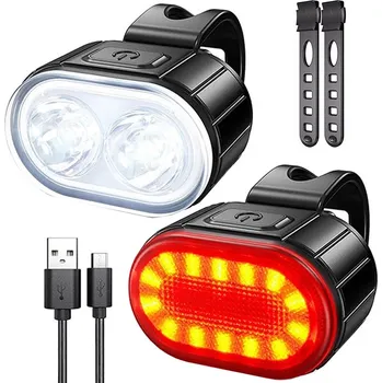 Cyklosvítilna VERK GROUP Přední a zadní LED světlo na kolo s USB nabíjením, silné a jasné, na řídítka
