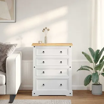 Truhla vidaXL Úložné truhly se zásuvkou Corona Bílý 92 x 48 x 114 cm [42021197]