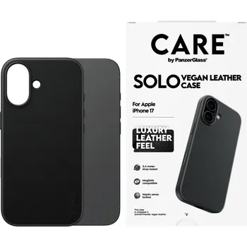 Pouzdro na mobilní telefon PanzerGlass CARE kryt Apple iPhone 17 SOLO MagSafe černá veganská kůže