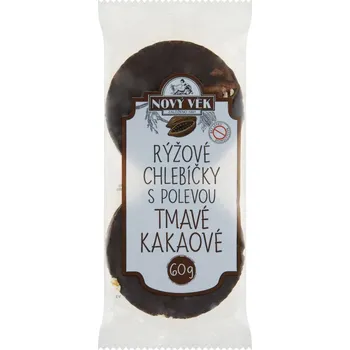 Rýžový chlebíček Nový Věk chlebíčky rýžové tmavé kakaové (20 ks), cena za kus 15.9 Kč