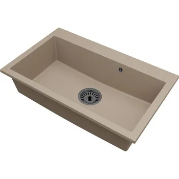 Granitový dřez Granitový dřez ELITE béžový + sifon černý 80 x 50 x 21 cm