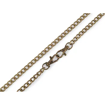 Řetízek na kabelky s reliéfem, s karabinou, délka 120 cm, barva 4 staromosaz