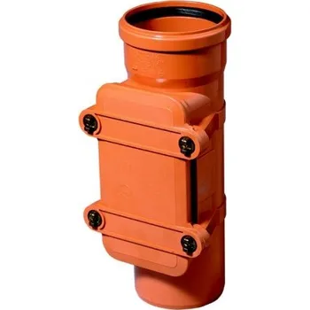 Kanalizační potrubí KG KGRE čistící tvarovka DN200, s obdélníkovým uzávěrem, PVC, oranžová