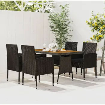 Zahradní sestava 5dílný zahradní jídelní set polyratan černý - 8720287145301