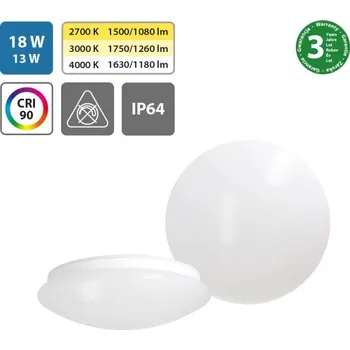 Venkovní osvětlení MCLED Svítidlo LED INCA 18 18/13W (2700K, 3000K, 4000K), 120°, s přepínáním výkonu ø 280 mm IP64 bílá ML-411.237.32.0