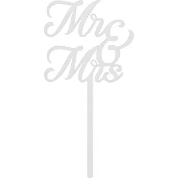 Dortový topper Mr a Mrs bílý, 16,5 cm