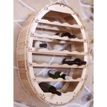 Stojan na víno Dandi Přírodní Nástěnný stojan na víno ve tvaru sudu, vyrobený z dřeva, pro 24 lahví "Dandi"