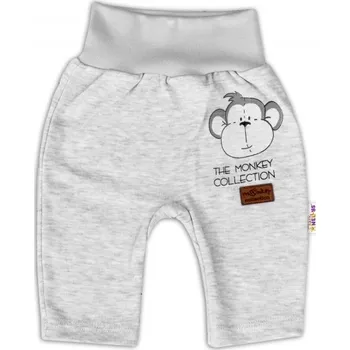 Kojenecký body Baby Nellys Bavlněné tepláčky Monkey - sv. šedý melírek | Velikost koj. oblečení: 68 (4-6m)