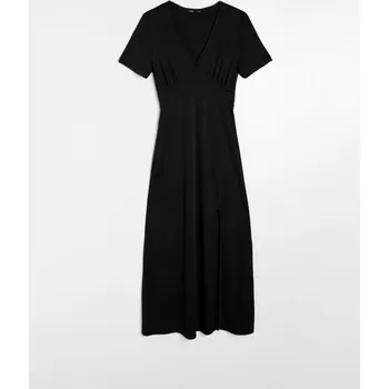 Dámské šaty Sinsay - Midi šaty z modalu s výstřihem do V a krátkým rukávem - černá - 167GY-99X - 167GY-99X-XXL