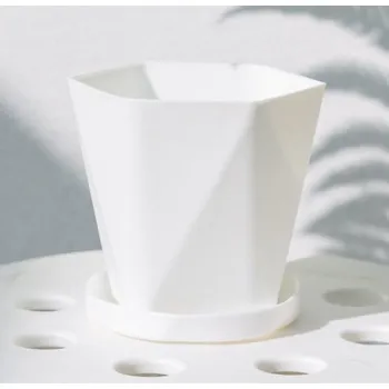 Květináč Plastový květináč s podmiskou bílá S