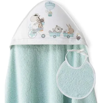 INTERBABY Osuška froté 100x100cm ZVÍŘÁTKA + bryndák - zelená