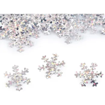 Flitry / konfety Ø19 mm vločky, velké, 1 stříbrná hologram